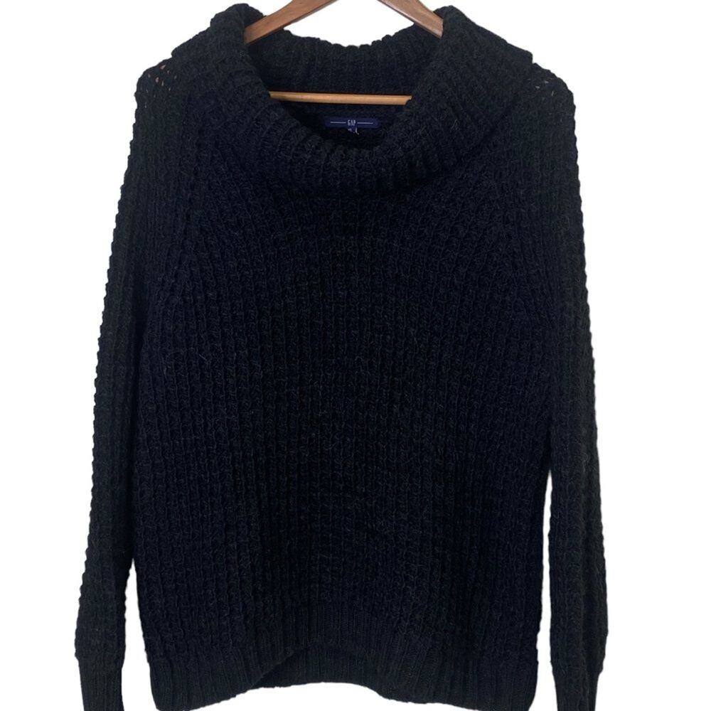 Gap Alpaca Box Knit Cowl Neck Sweater Charcoal Gray Size XL